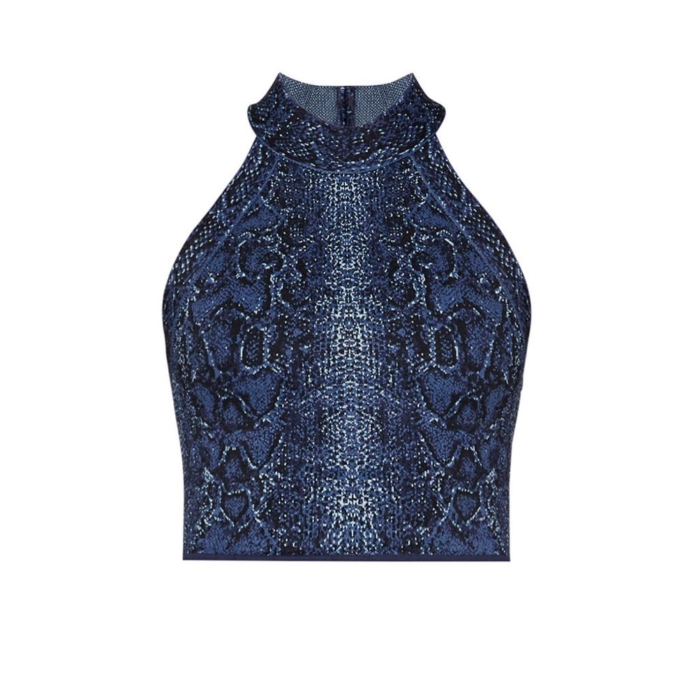 BCBG bandage Snakeskin halter crop tank